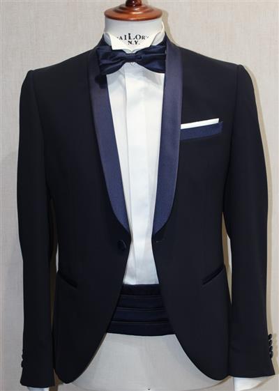 SMOKIG COLLO SCIALLATO BLU, 1 BOTTONE, 1 SPACCO